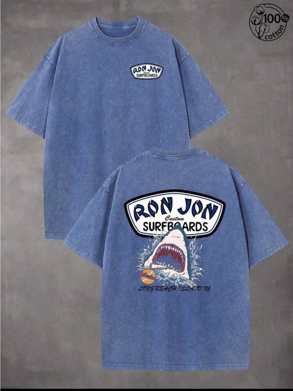 New Ron Jon Surf Shop Large Blue Shirt Top Tee Long Beach Island, NJ New Jersey